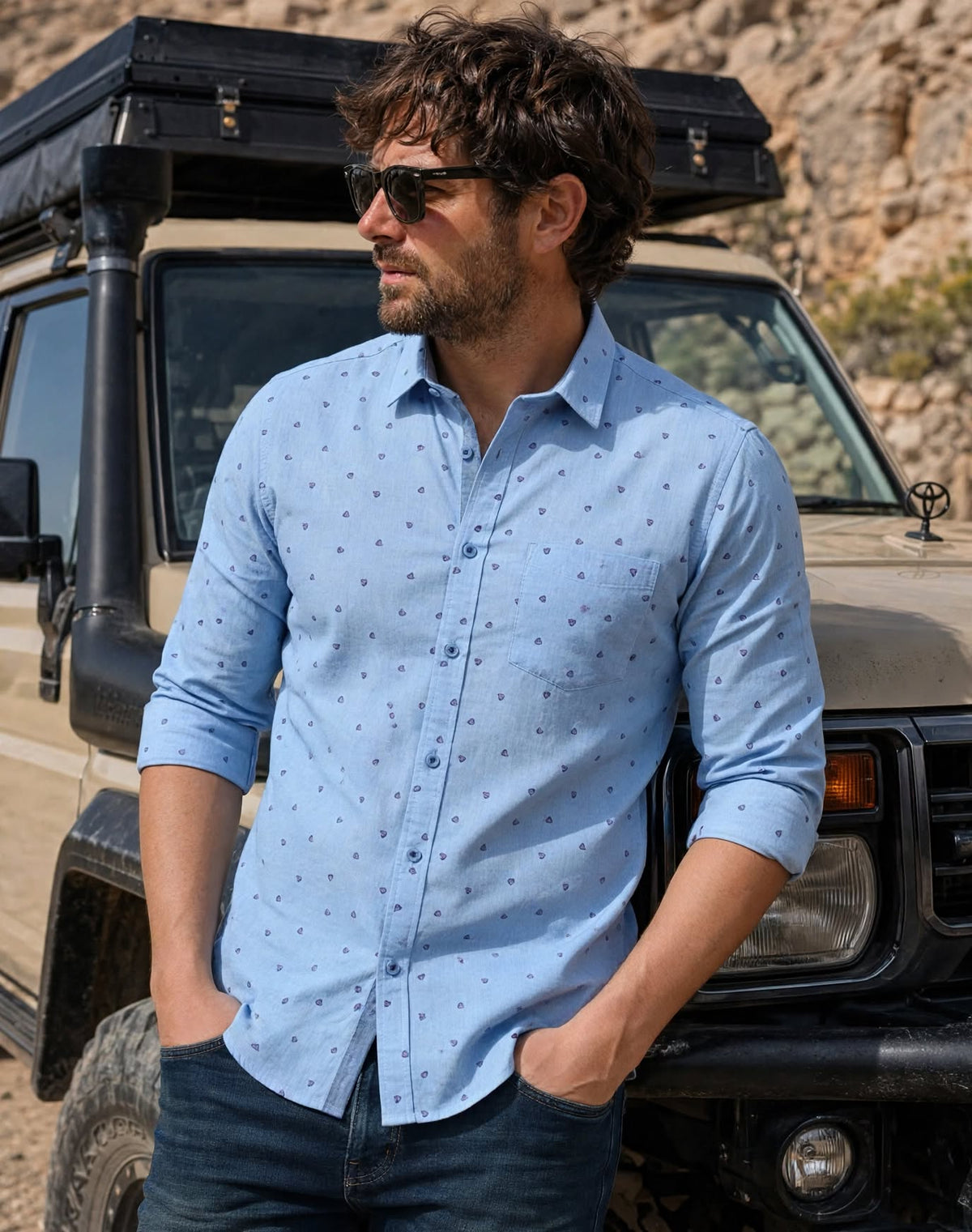 Men's Slim-Fit Printed Button-Down Shirt | MH Signature Casual Cotton Shirt | (Sizes S-XL) | MH