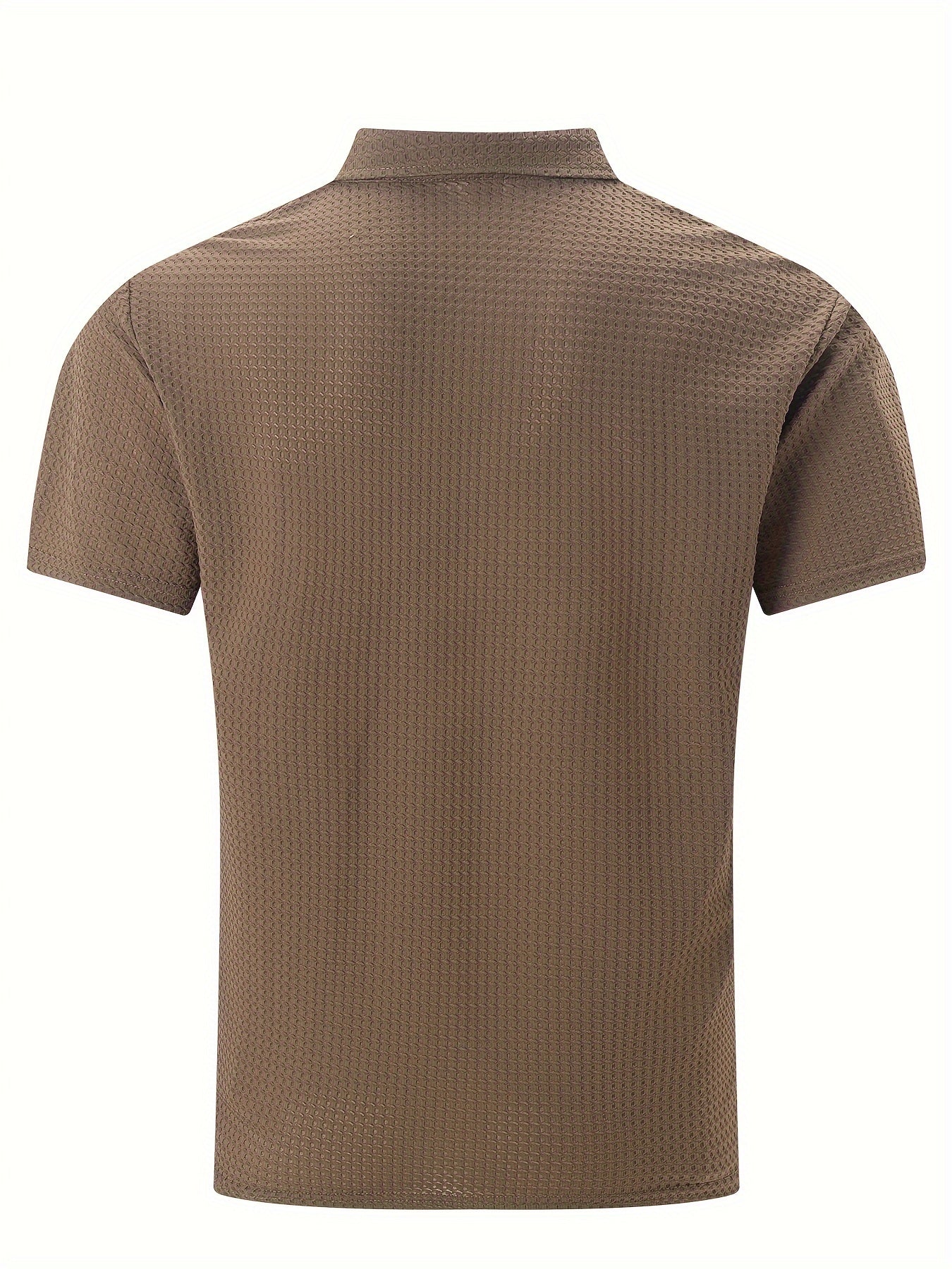 Men's Solid Color Quarter Zip Golf Shirt, Breathable Short Sleeve .