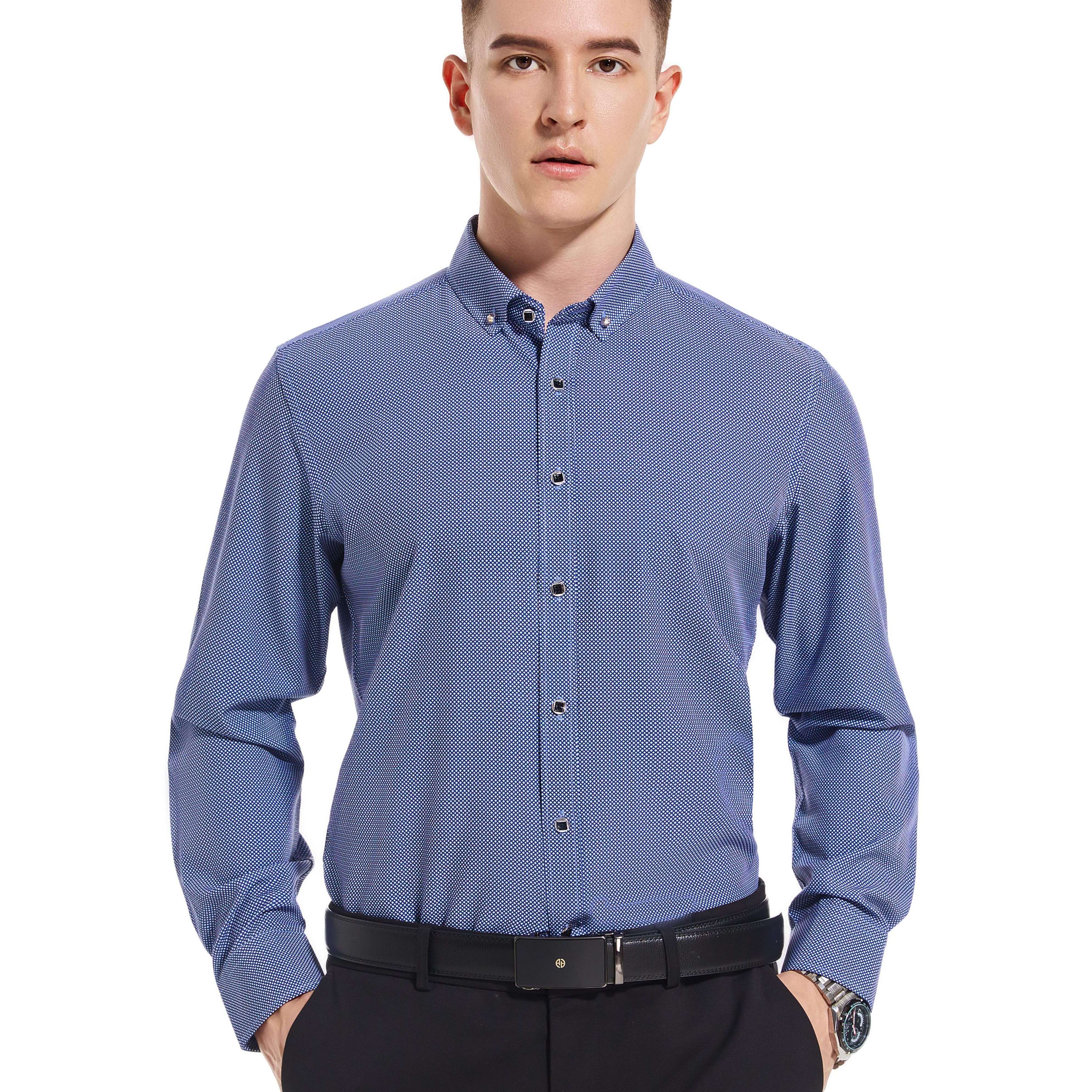 Men's Little Flowers Pattern Allover Print Lapel Collar Design Dress Shirts,