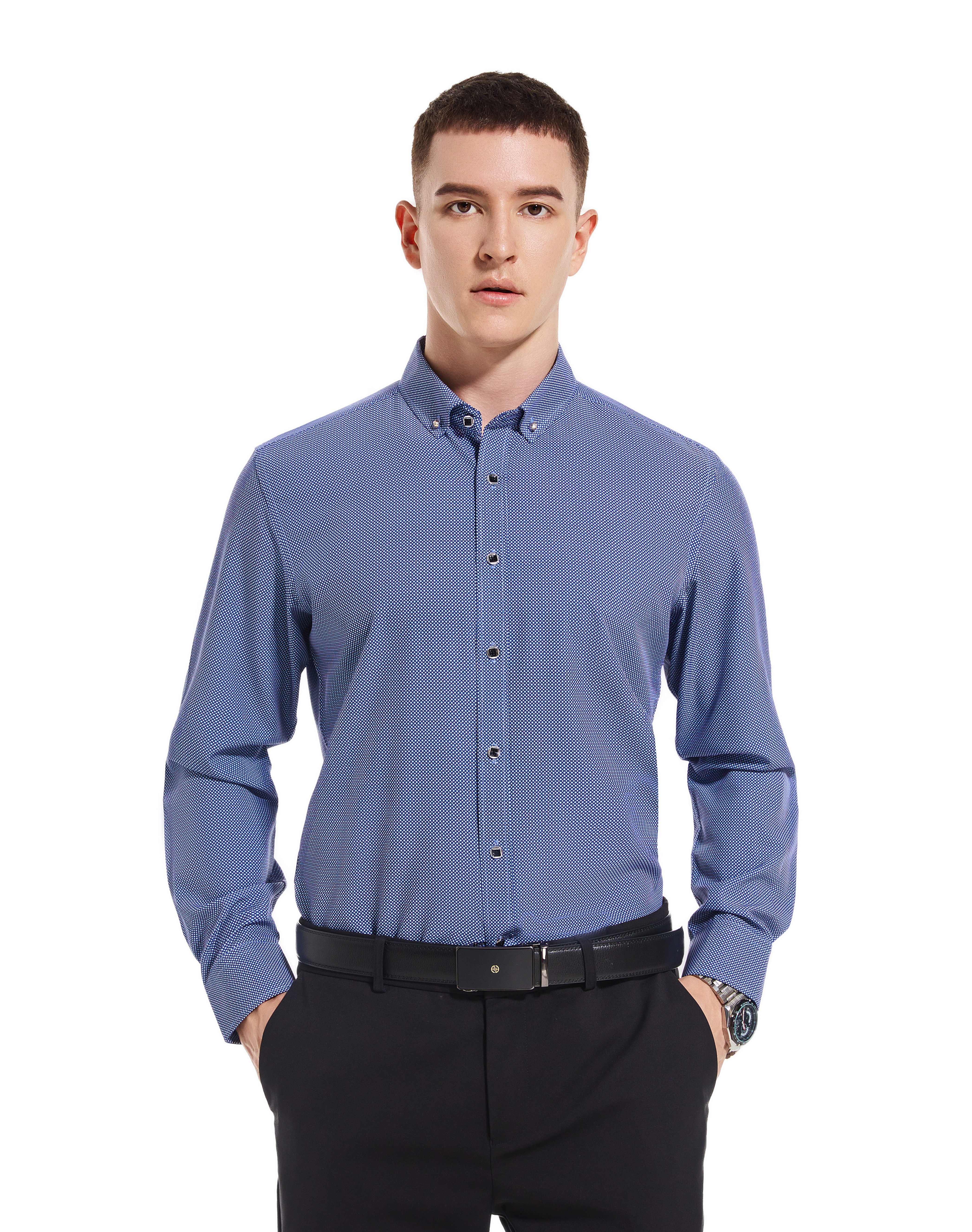 Men's Little Flowers Pattern Allover Print Lapel Collar Design Dress Shirts,