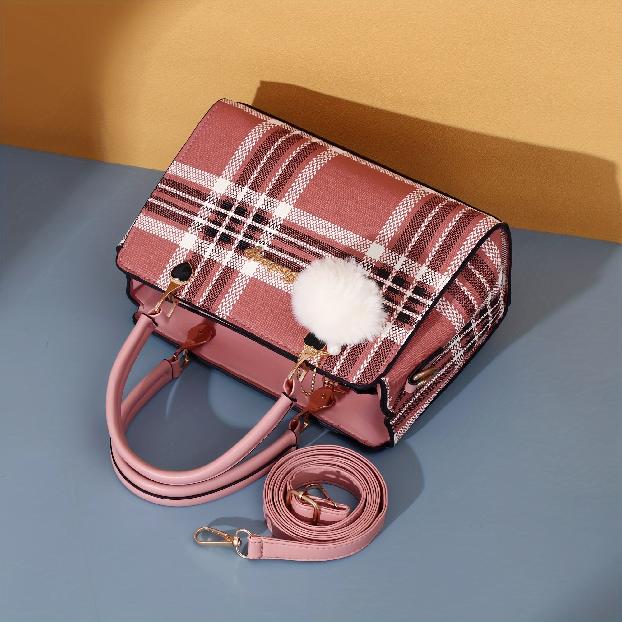 Letter Decor Satchel Bag, Stylish Top Handle Purse,