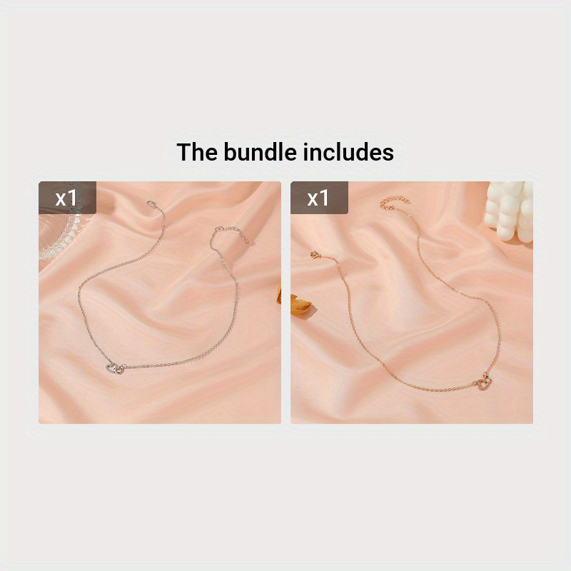 Sparkling Double Heart Pendant Necklace, Perfect Gift For Men And Women