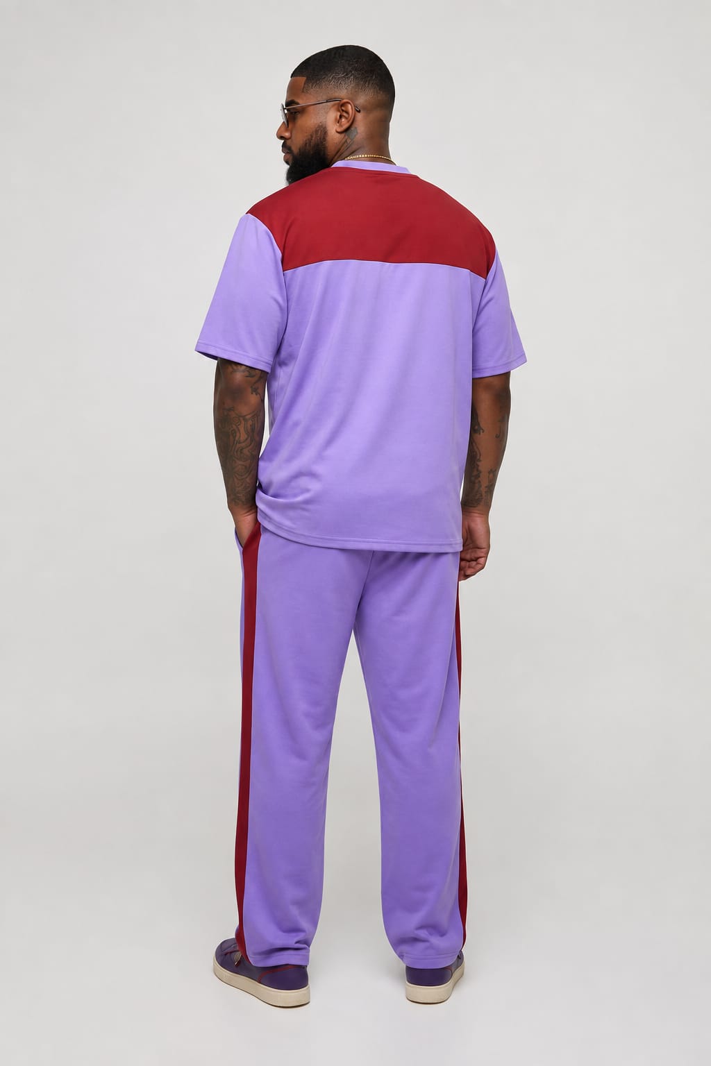 Men’s Oversized Multi-Color Casual Tracksuit Set Contrast Tee + Joggers | Sizes M-XXL | MH