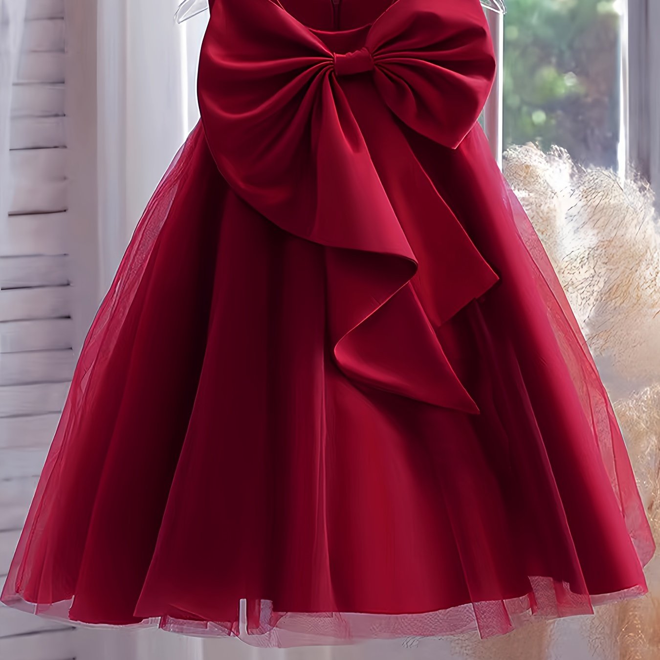 Girls Adorable Big Bow Princess Dress Birthday Party One Year Birthday Gift For Kids