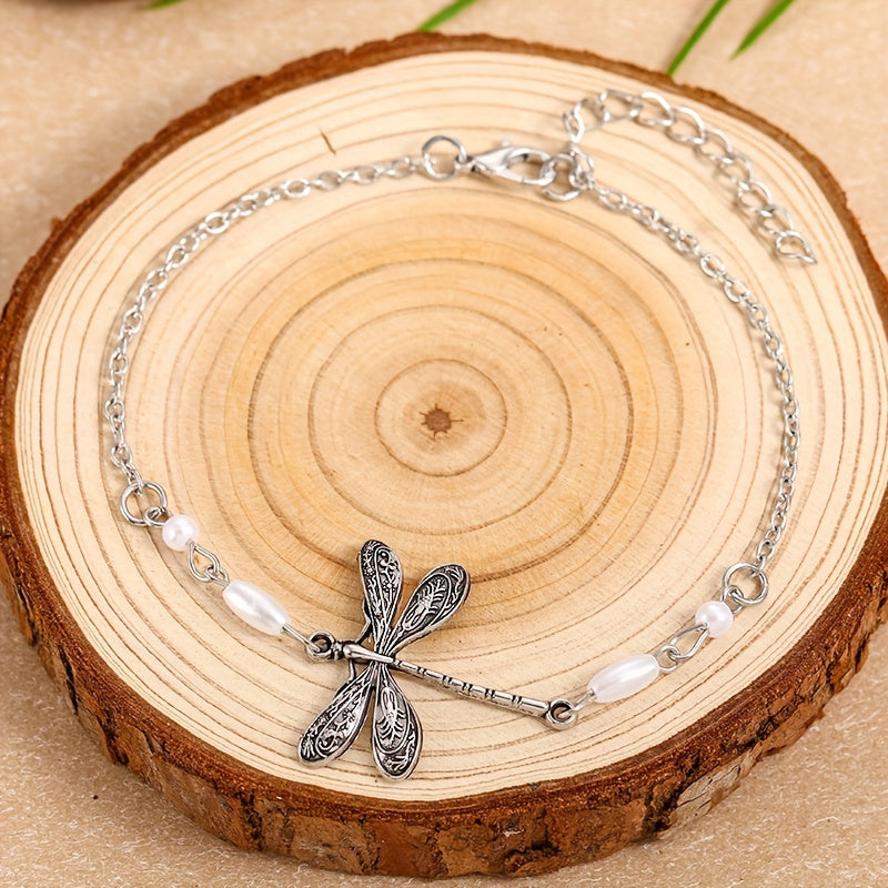 [Thin Chain Dragonfly Anklet Minimalist] Simple Dragonfly Insect Thin Chain Anklet Minimalist Ankle Bracelet For Women