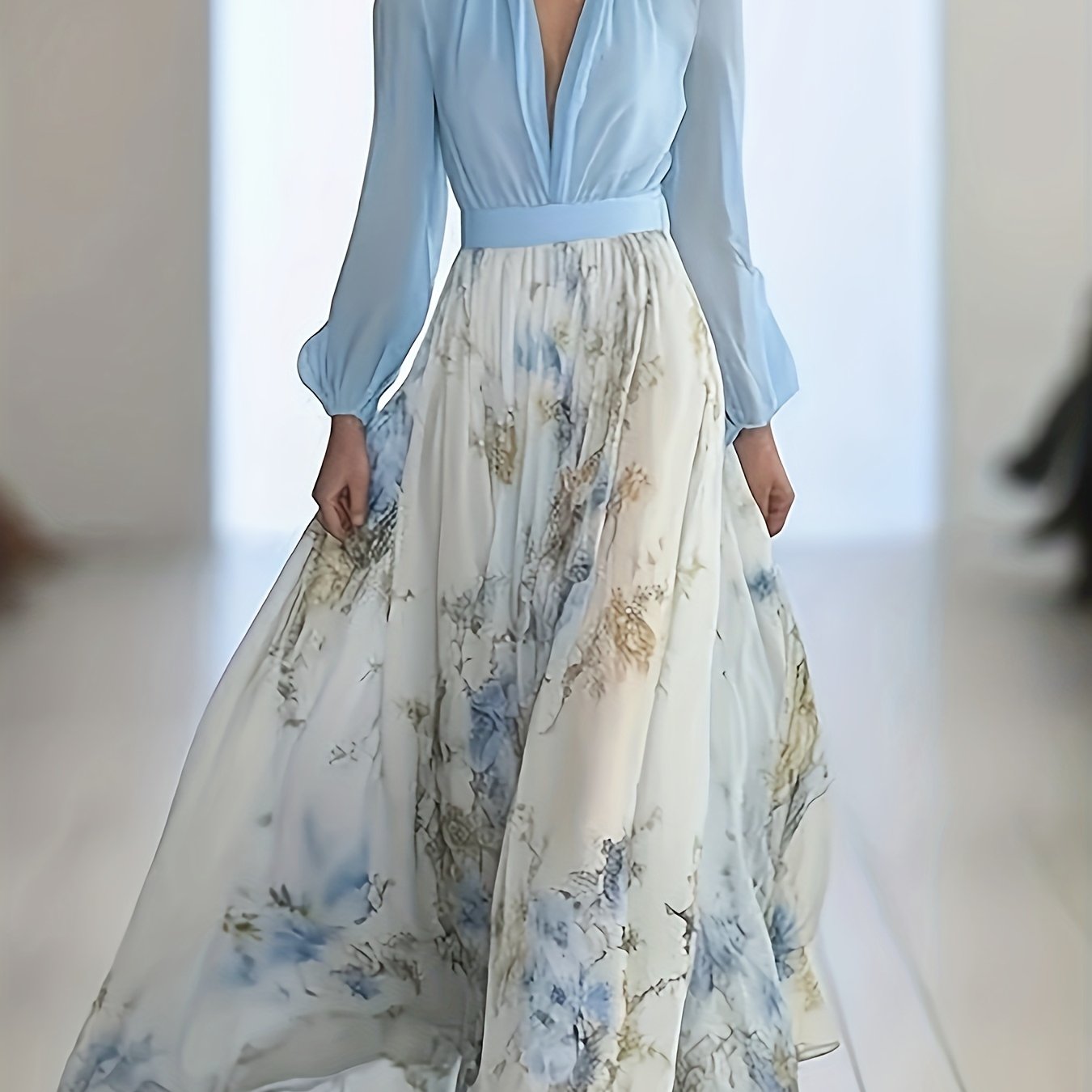 Elegant Women'S Bohemian Chiffon Maxi Dress ./MH