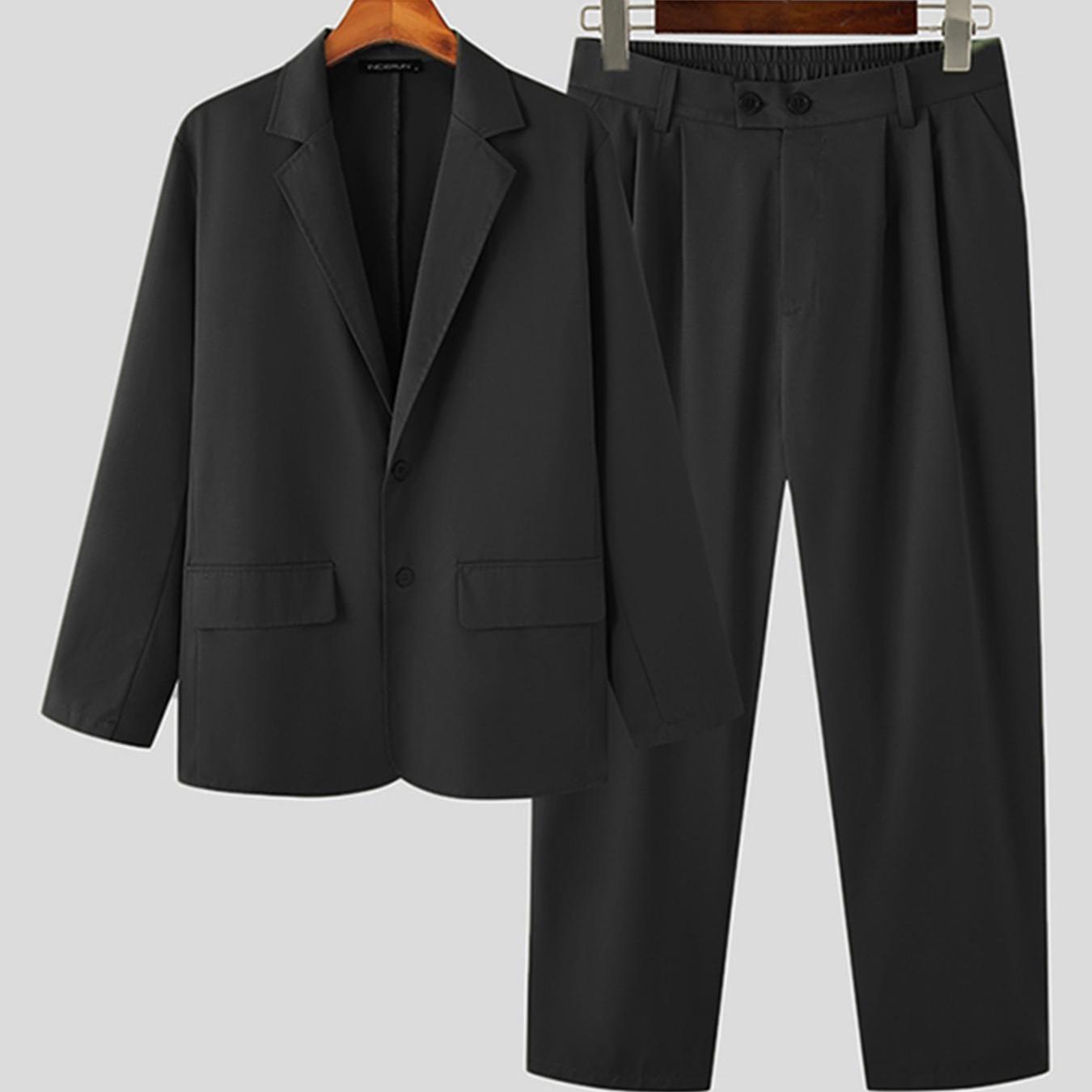 Men's 2pcs Co Ord Set Of Solid Formal Outfits,