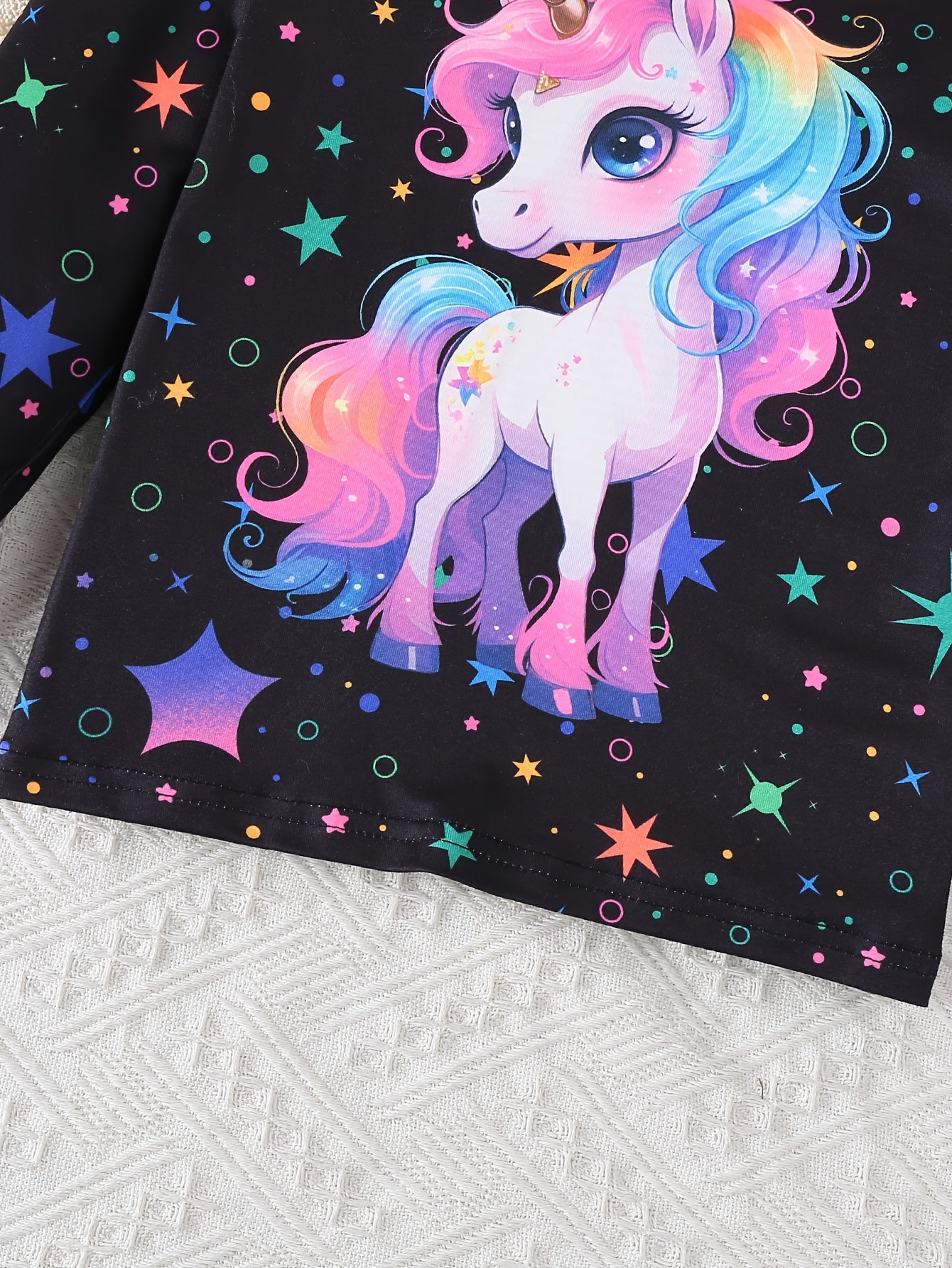 Girl'S 2pcs Starry Night Pajama Set with Long Sleeve.