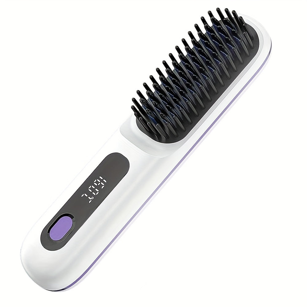 Wireless Hair Straightener Brush - / Fast Heating, Constant Temperature Anti-Scald, LED Display, Lightweight Portable Design for Home & Travel, Ideal Gift for Women, Hair Straightener, Sleek Gadget, Userfriendly Interface