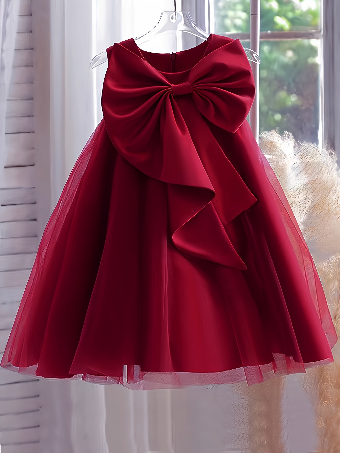 Girls Adorable Big Bow Princess Dress Birthday Party One Year Birthday Gift For Kids