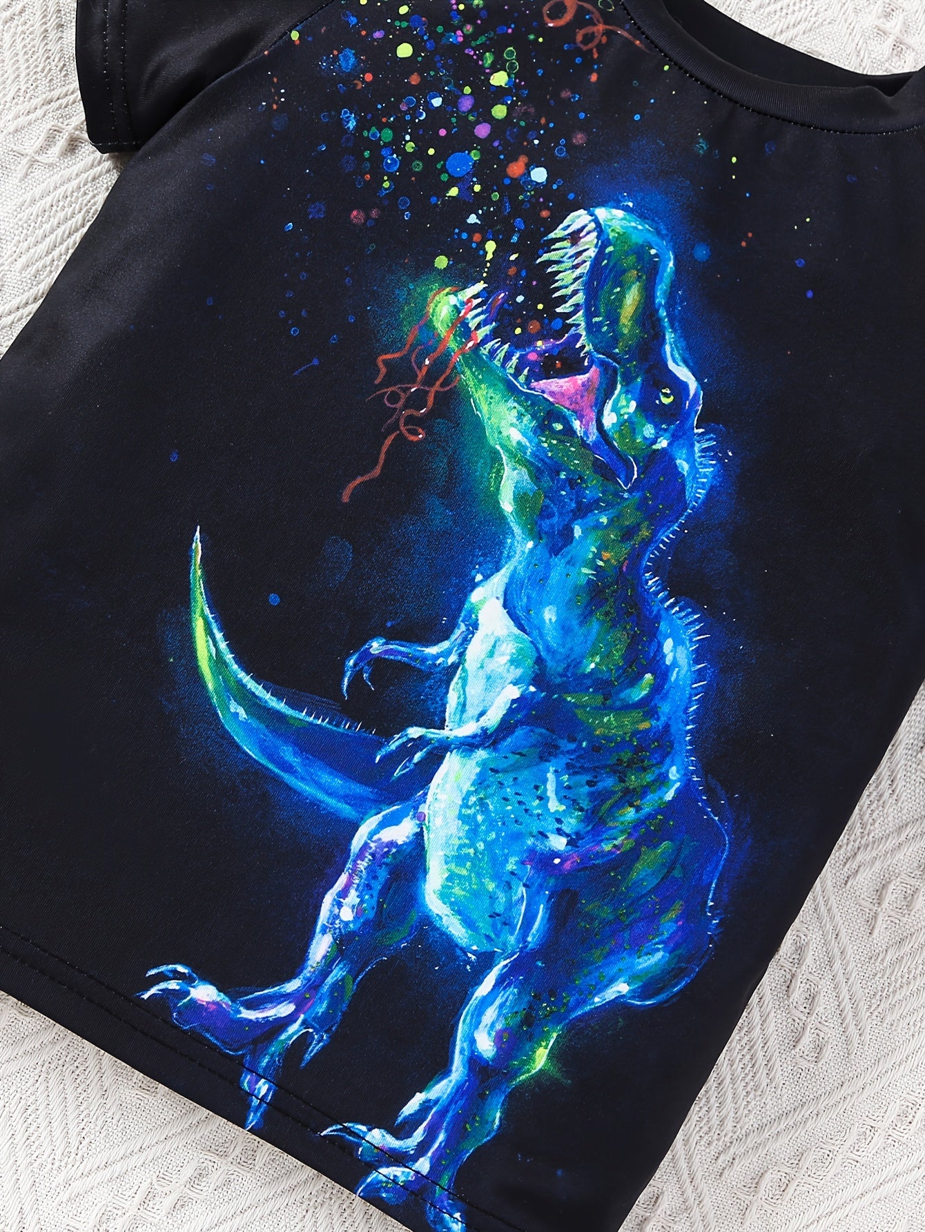 Cartoon Dinosaur Print Boys Glow In The Dark T-shirt,