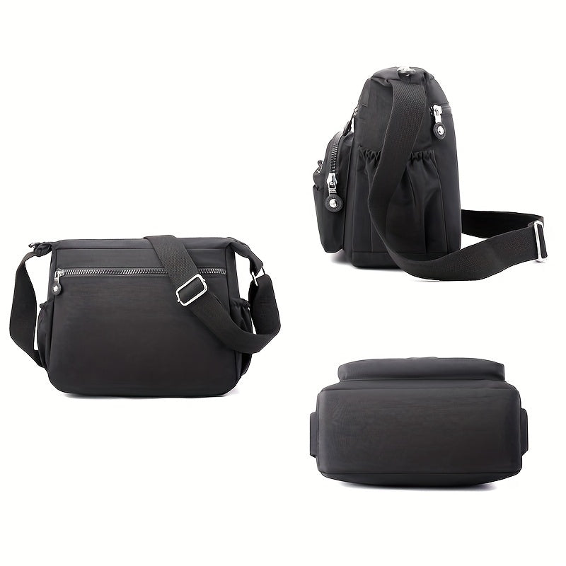 Chic Black Nylon Crossbody Bag for Women .