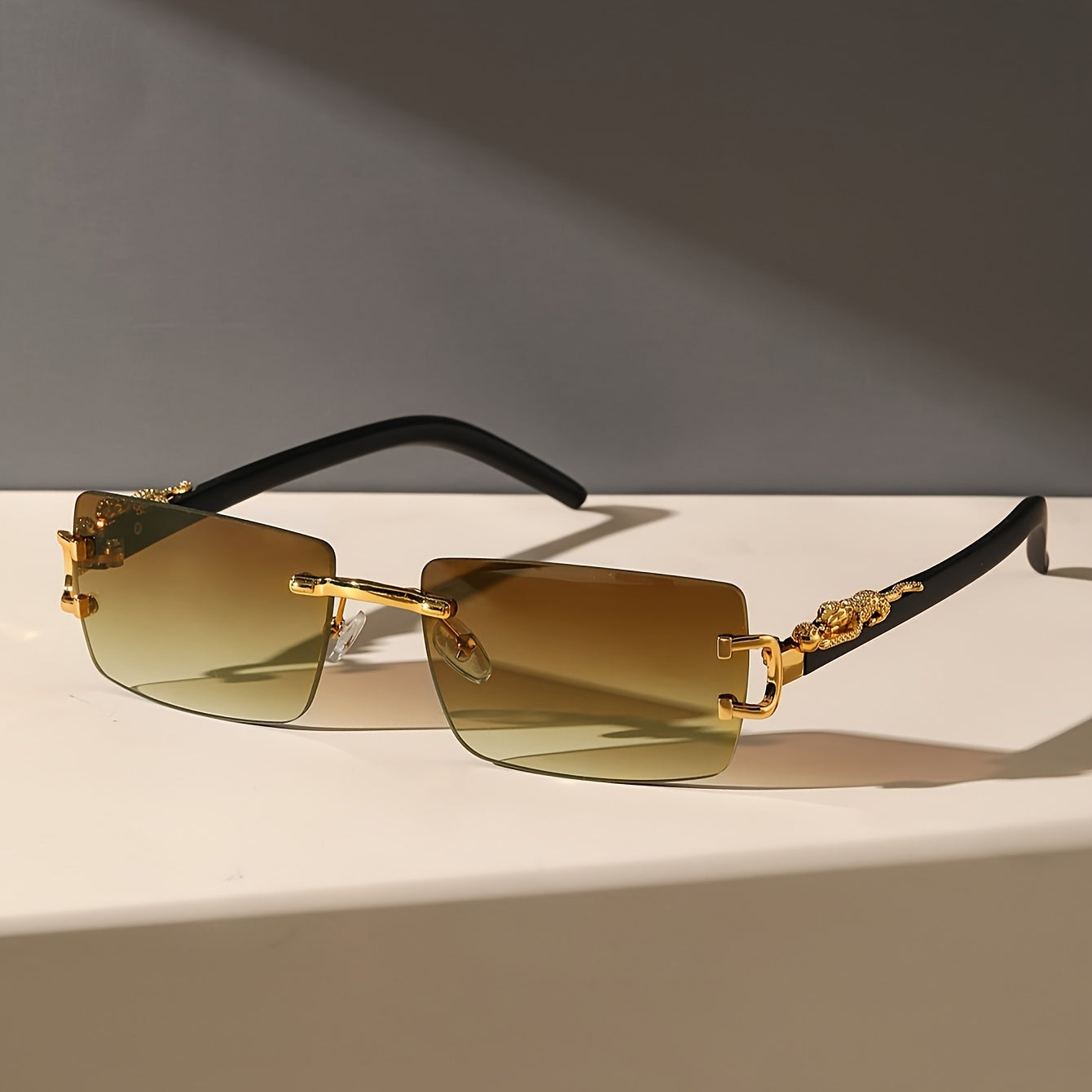Cheetah Leopard Rectangle For Women Men Rimless Animal Charm
