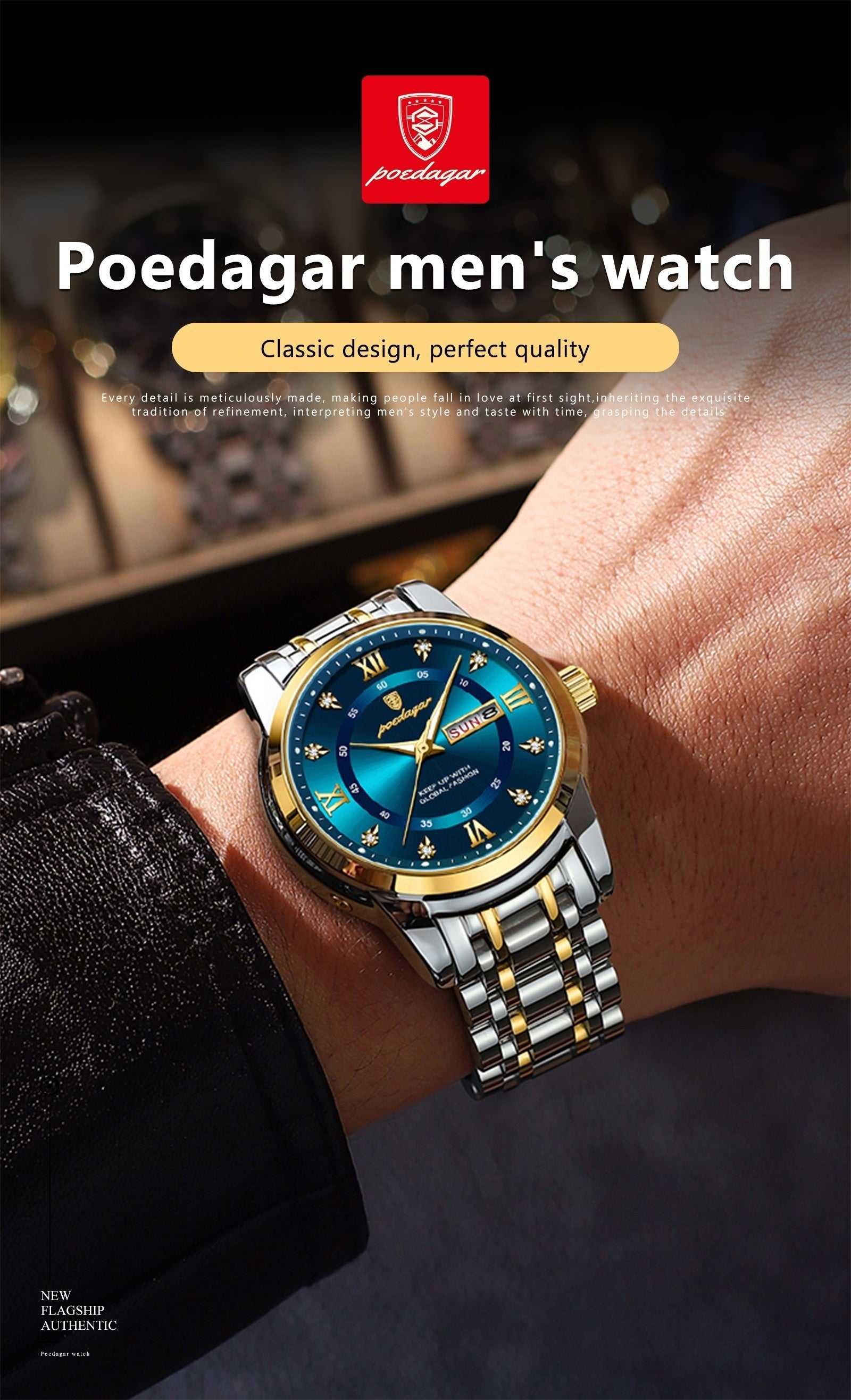 POEDAGAR Men'S Luxury Sport Watch - IPX8, Luminous Quartz Movement,