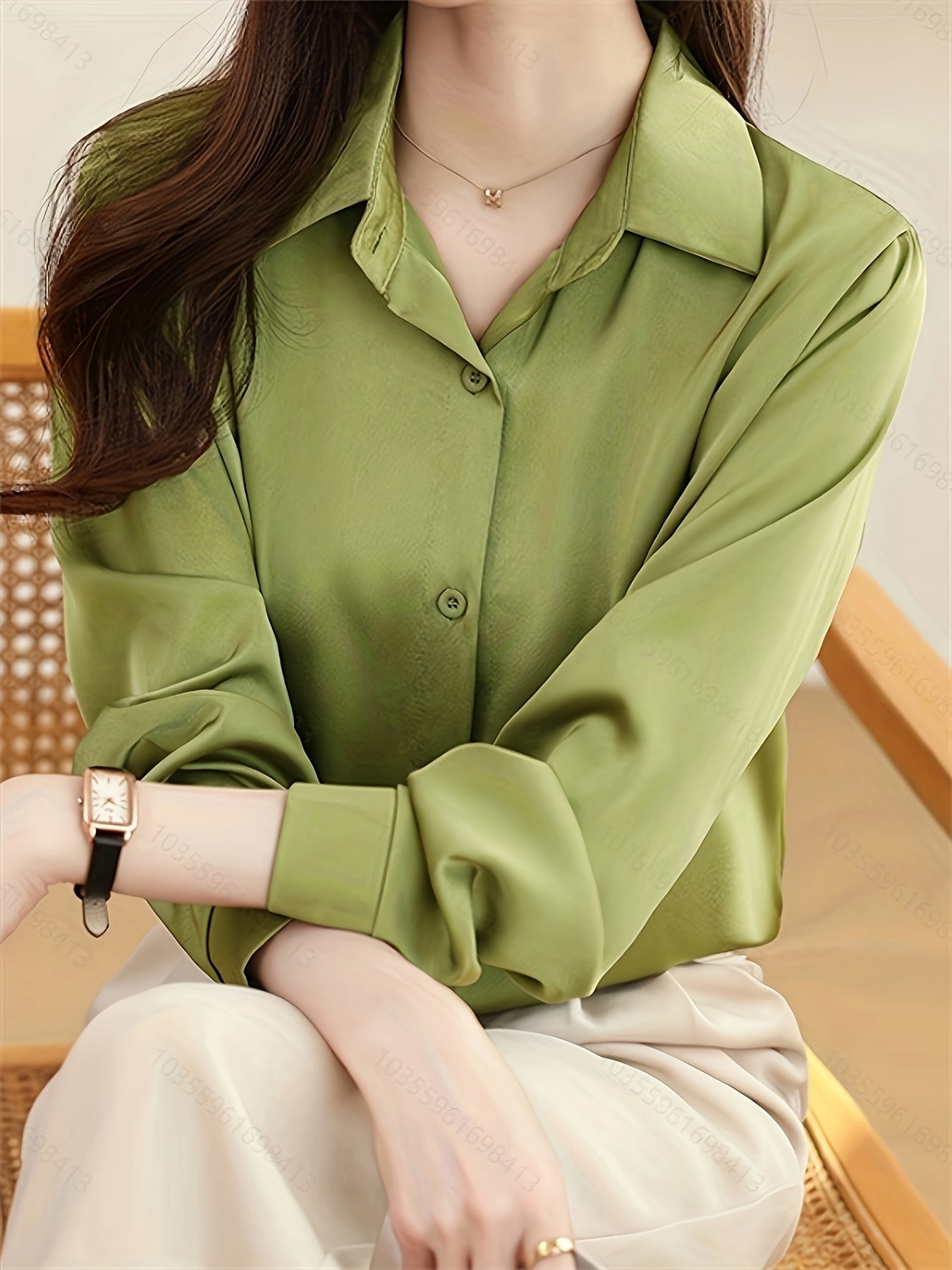 Luxury Feel Wrinkle-Resistant Satin Shirt for Women | Solid Color