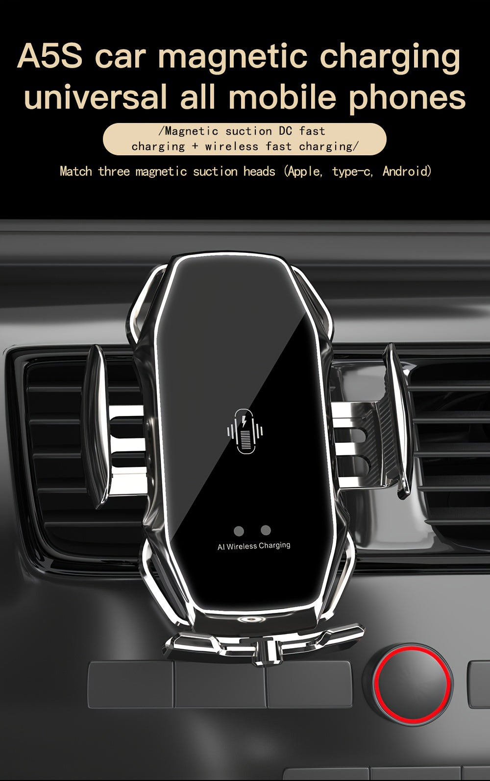 15W Car Wireless Charger Air Vent Charging Phone Holder