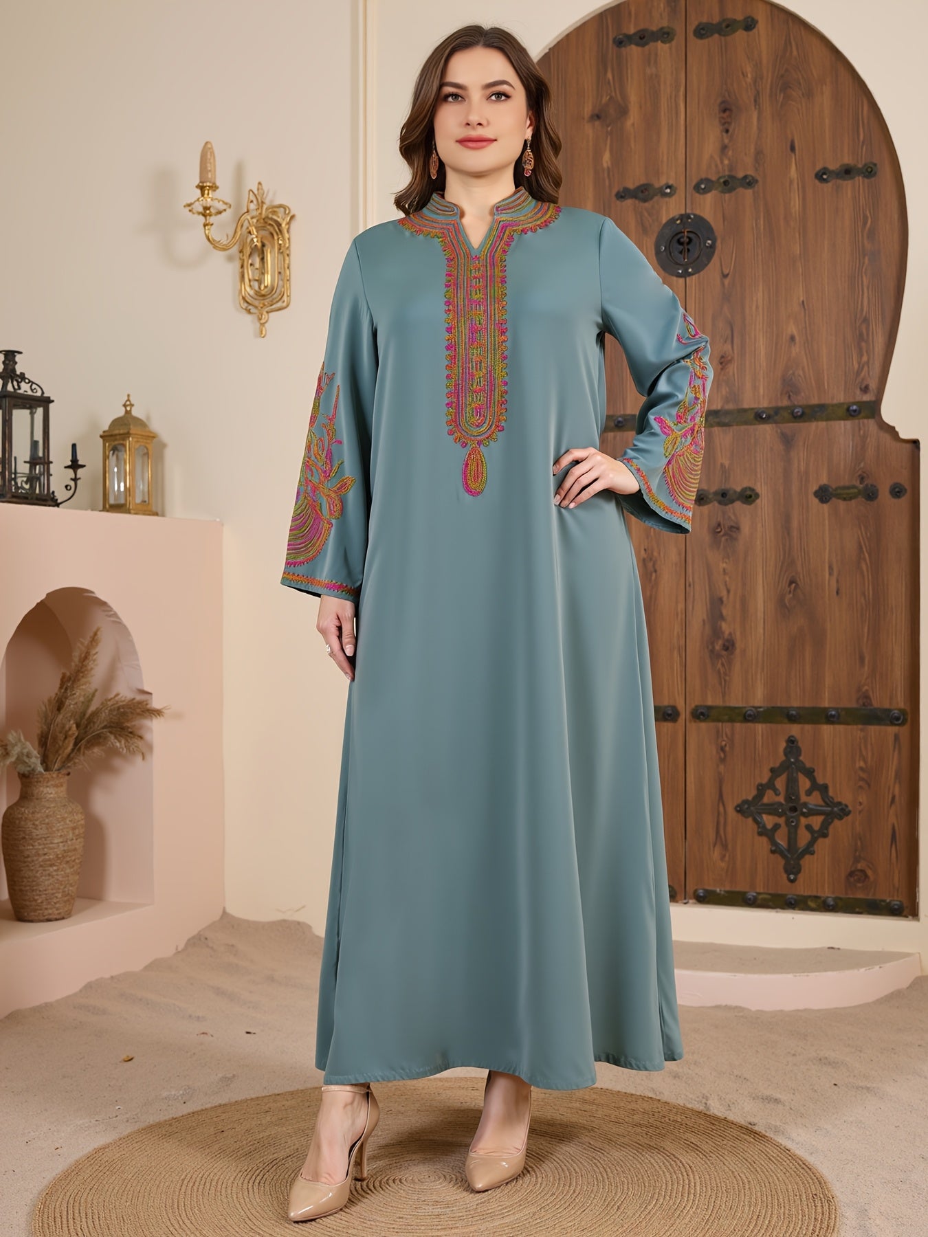 Plus Size, Plus Size Rope Arabic Turban Robe Dress./MH