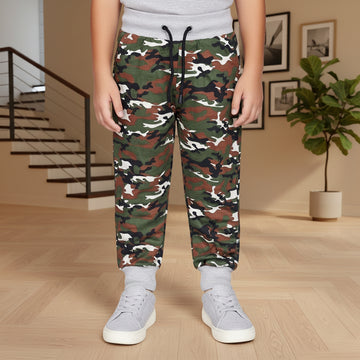 Boys CAMO Print Contest Waist-Leg white rib Trouser !MH ( 2-12yrs)