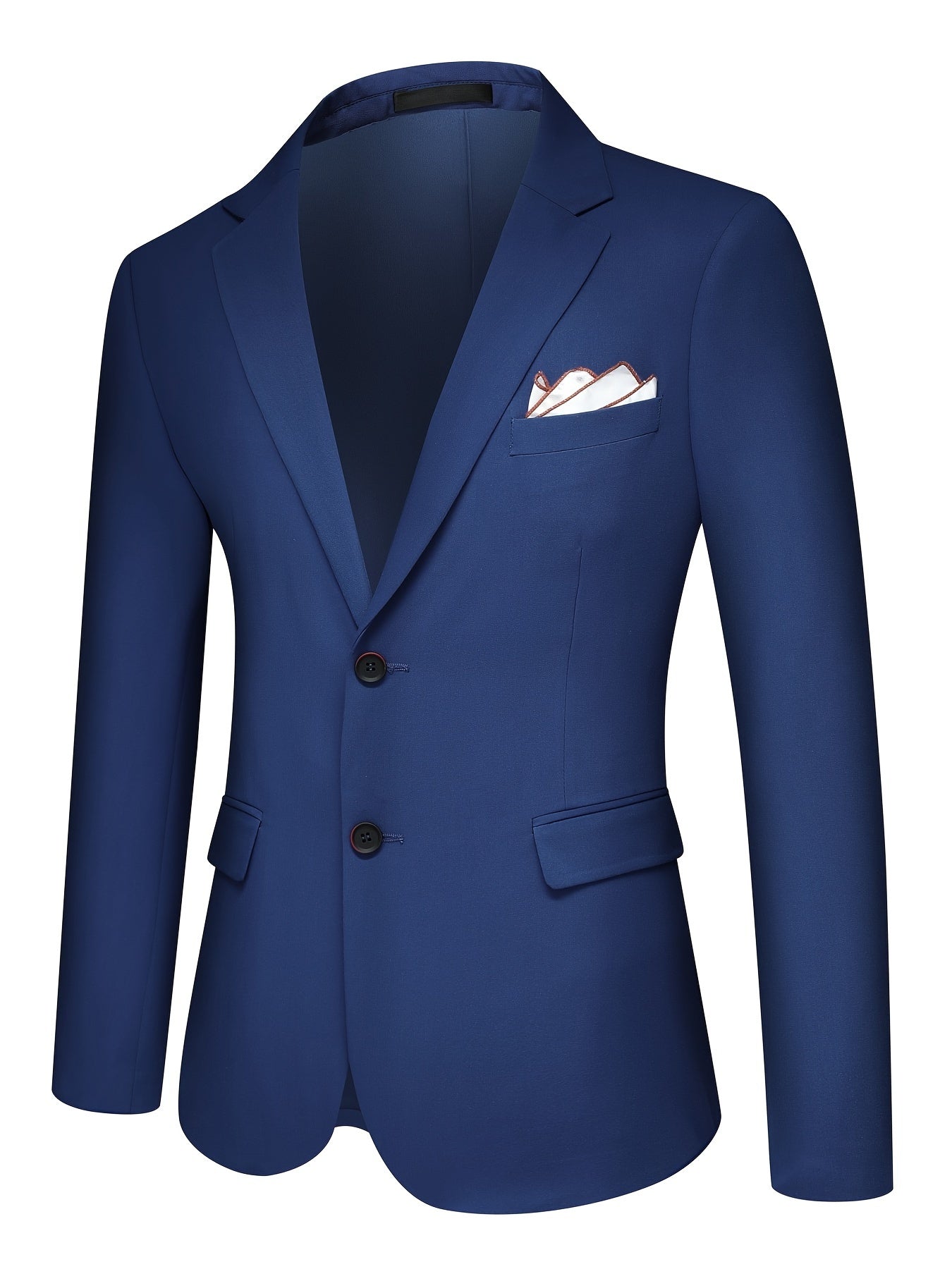 3-Piece Men's Solid Color Suit Set, Blazer Jacket + Vest + Pants,