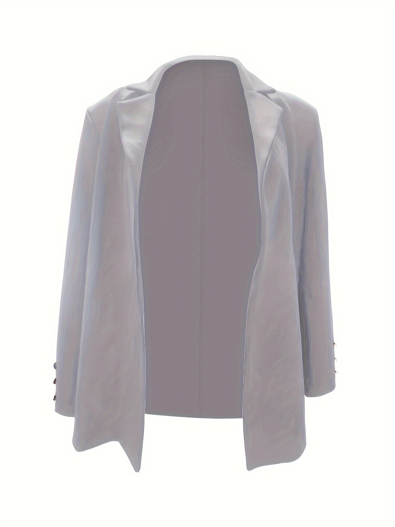 Solid Open Front Lapel Blazer, Elegant Button Decor Long Sleeve Blazer.