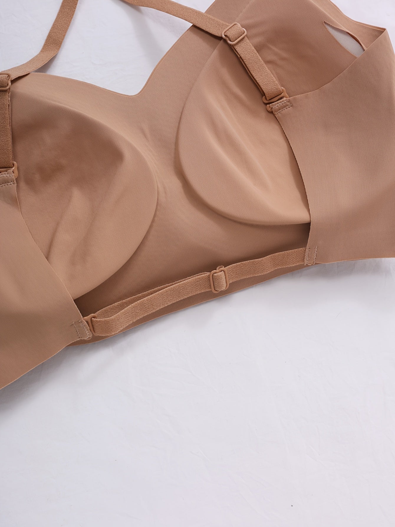 Multiple methods Simple Solid Seamless Bra, Comfy & Breathable Backless '/MH
