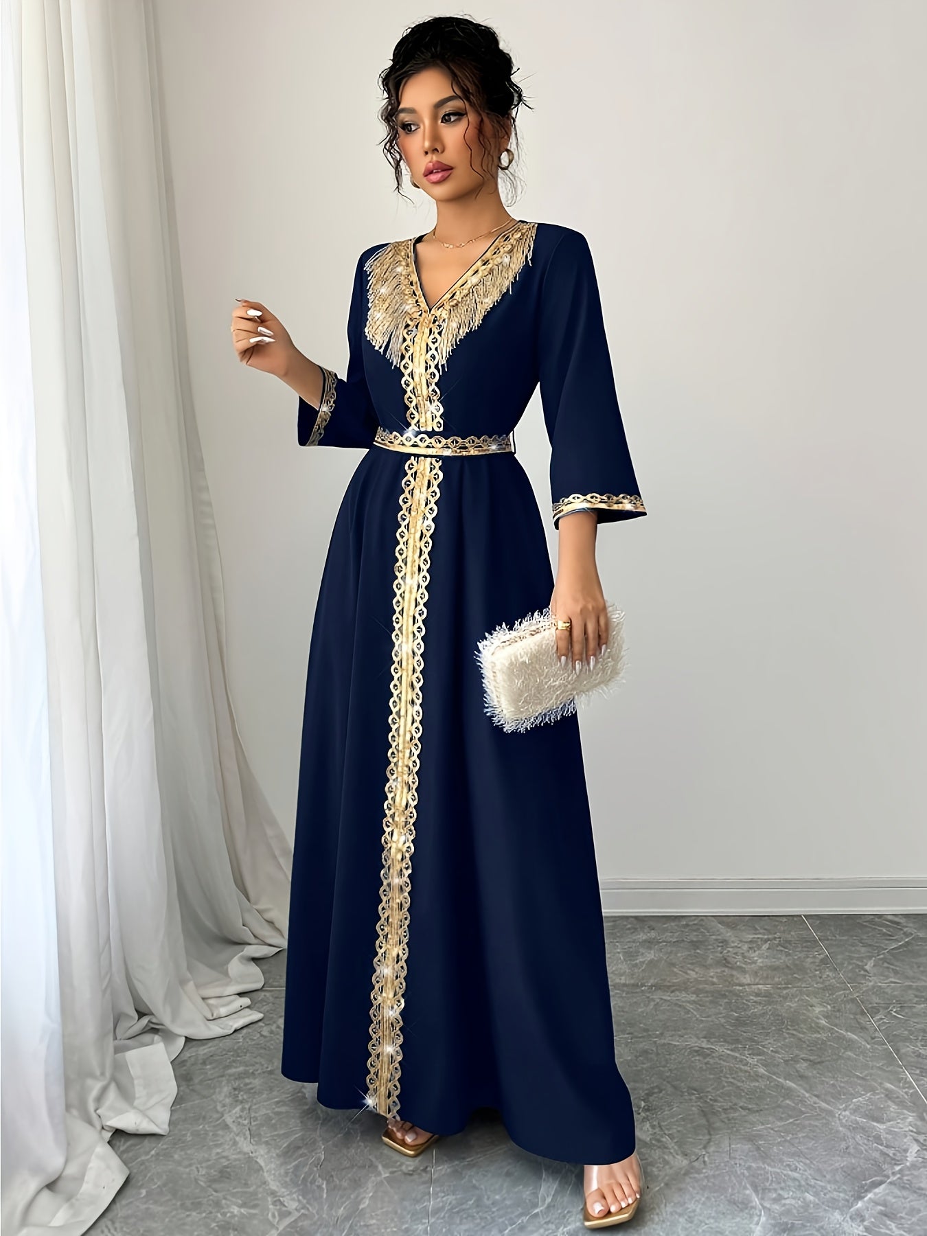 Yuhongfei Directional YY0309072 Mid-Sleeve Maxi Dress