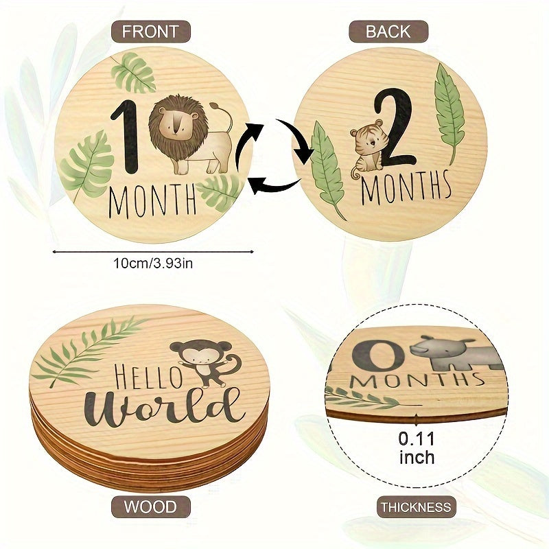 Wooden Baby Monthly Milestone Cards, Wood Announcement Signs, Welcome Newborn Photography Props, Month Rounds Cards, Christmas Halloween Thanksgiving Day Gift