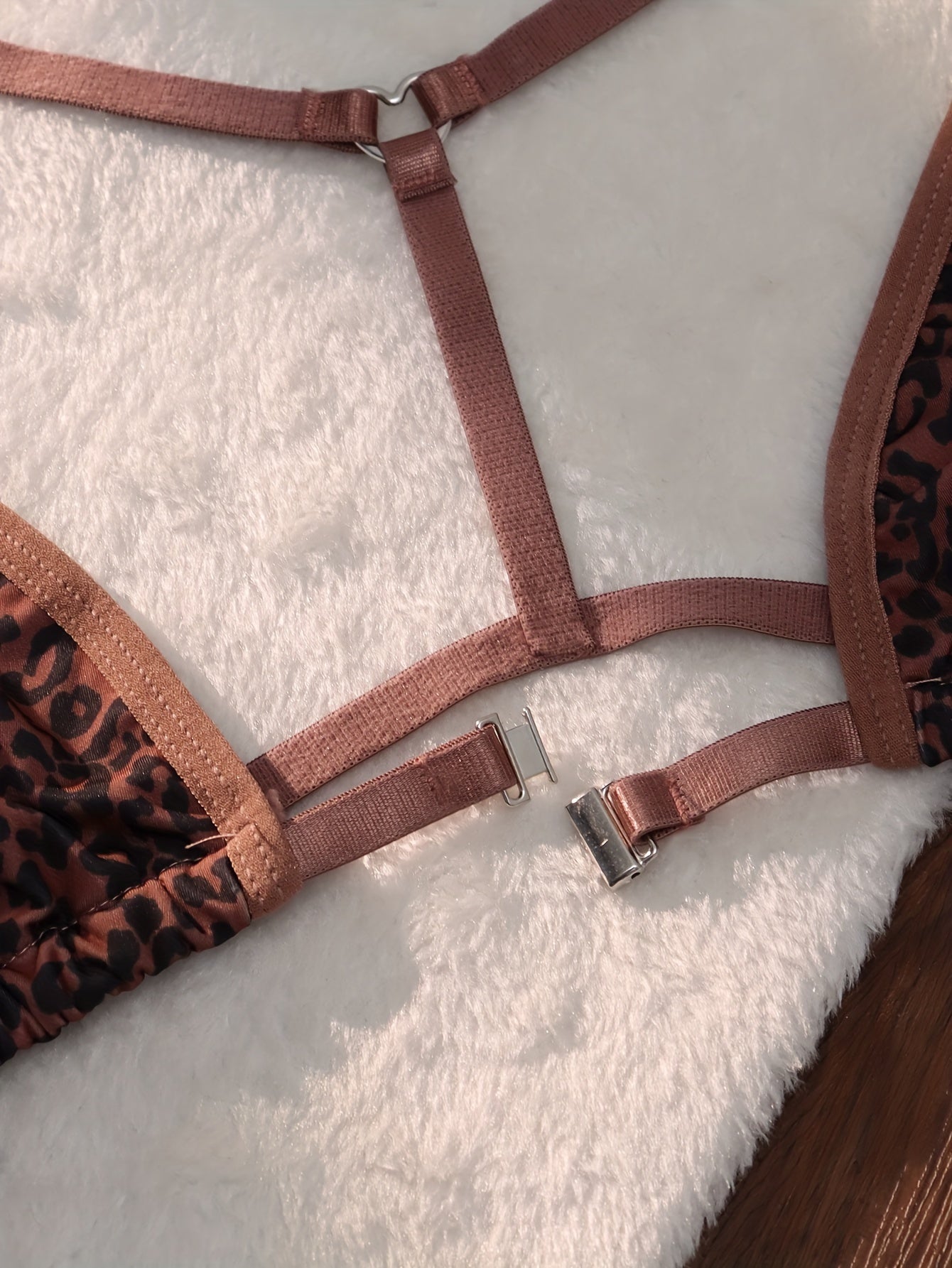 Sexy Lingerie Set, Leopard Print Front Closure Cami Bra & Panties, /MH