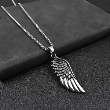 1pc Classic Feather Pendant Necklace, Retro Gift For Men