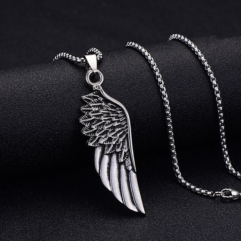1pc Classic Feather Pendant Necklace, Retro Gift For Men