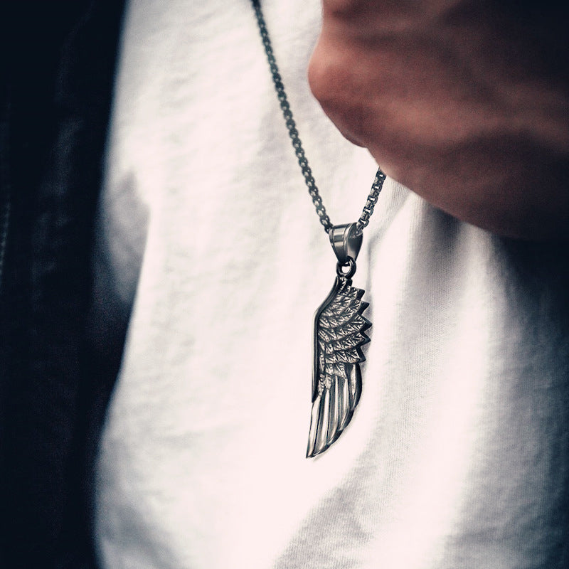 1pc Classic Feather Pendant Necklace, Retro Gift For Men
