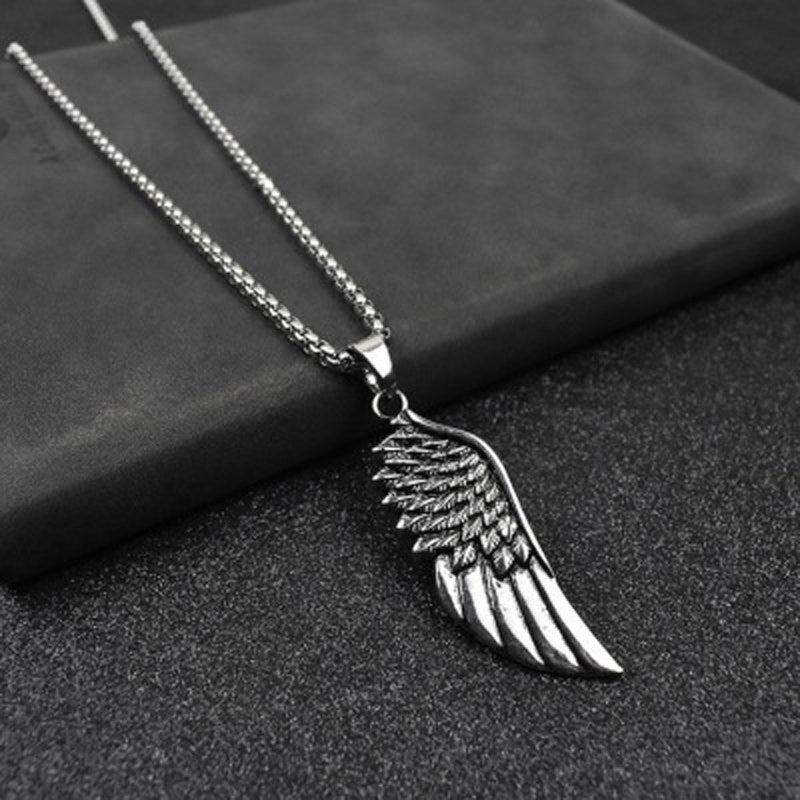 1pc Classic Feather Pendant Necklace, Retro Gift For Men