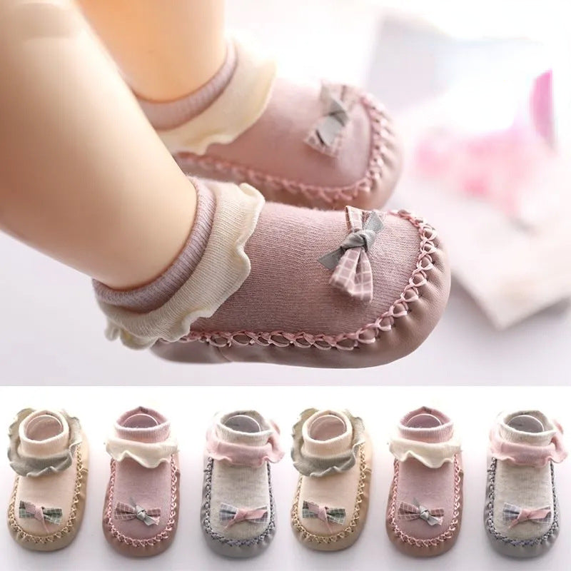 Spring And Autumn Cartoon Baby Leather Bottom Socks, /MH