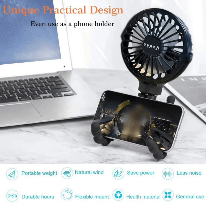 Baby Stroller Fan Hand Held Rechargeable USB Bladeless Small Folding Fans Mini Ventilator Silent Table Outdoor Cooler Neck Fan Desk Fan Christmas, Halloween, Thanksgiving Day Gift Easter Gift