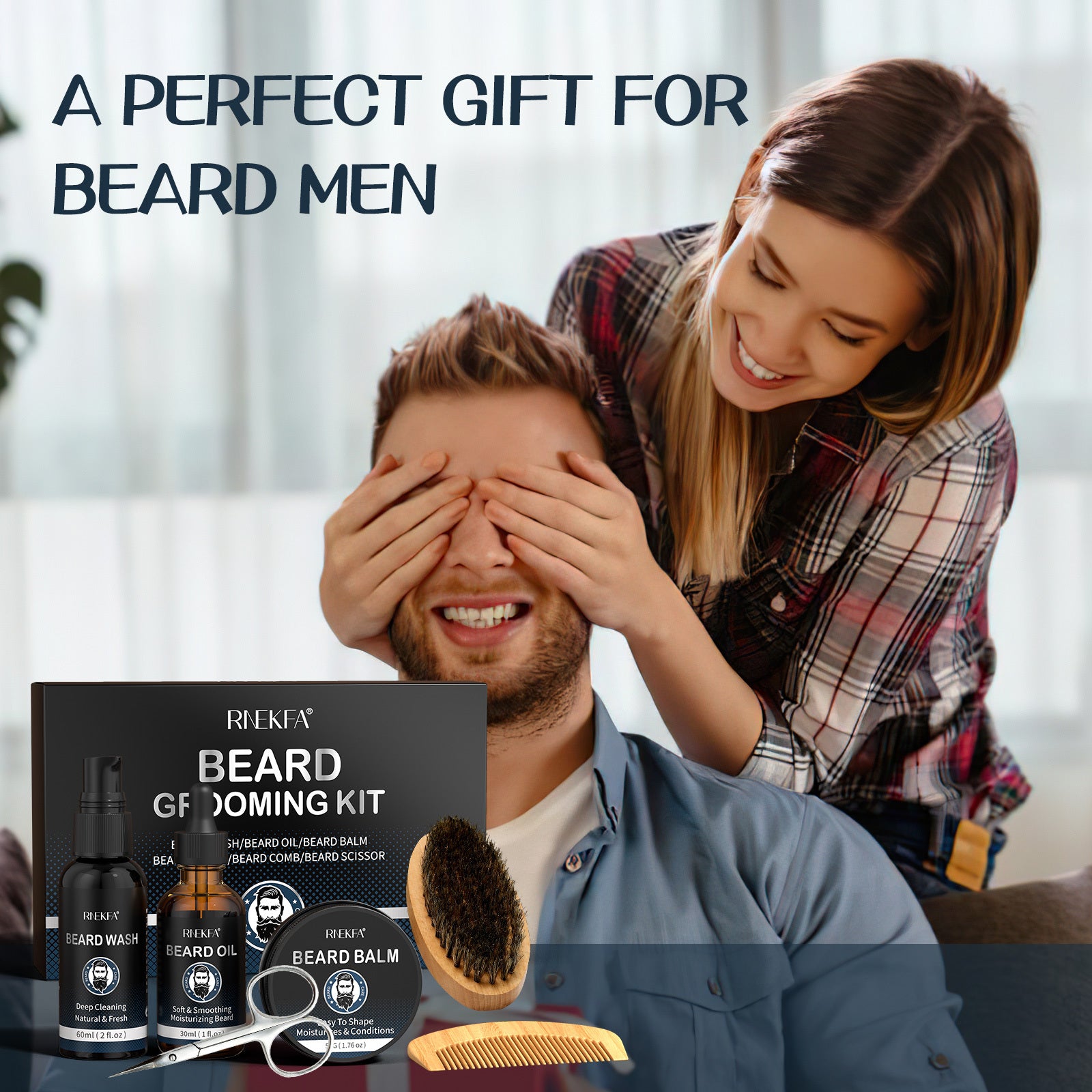 Men's Beard Grooming Kit For Men, Beard Oil, Beard Balm,