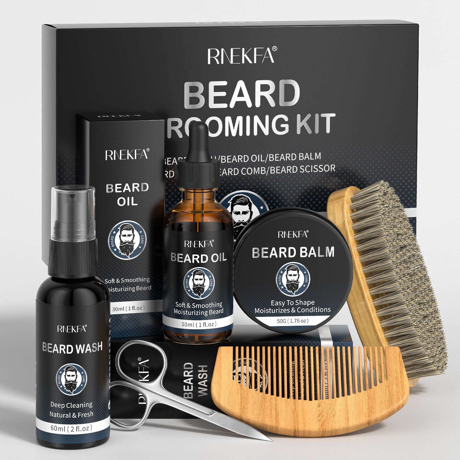 Men's Beard Grooming Kit For Men, Beard Oil, Beard Balm,