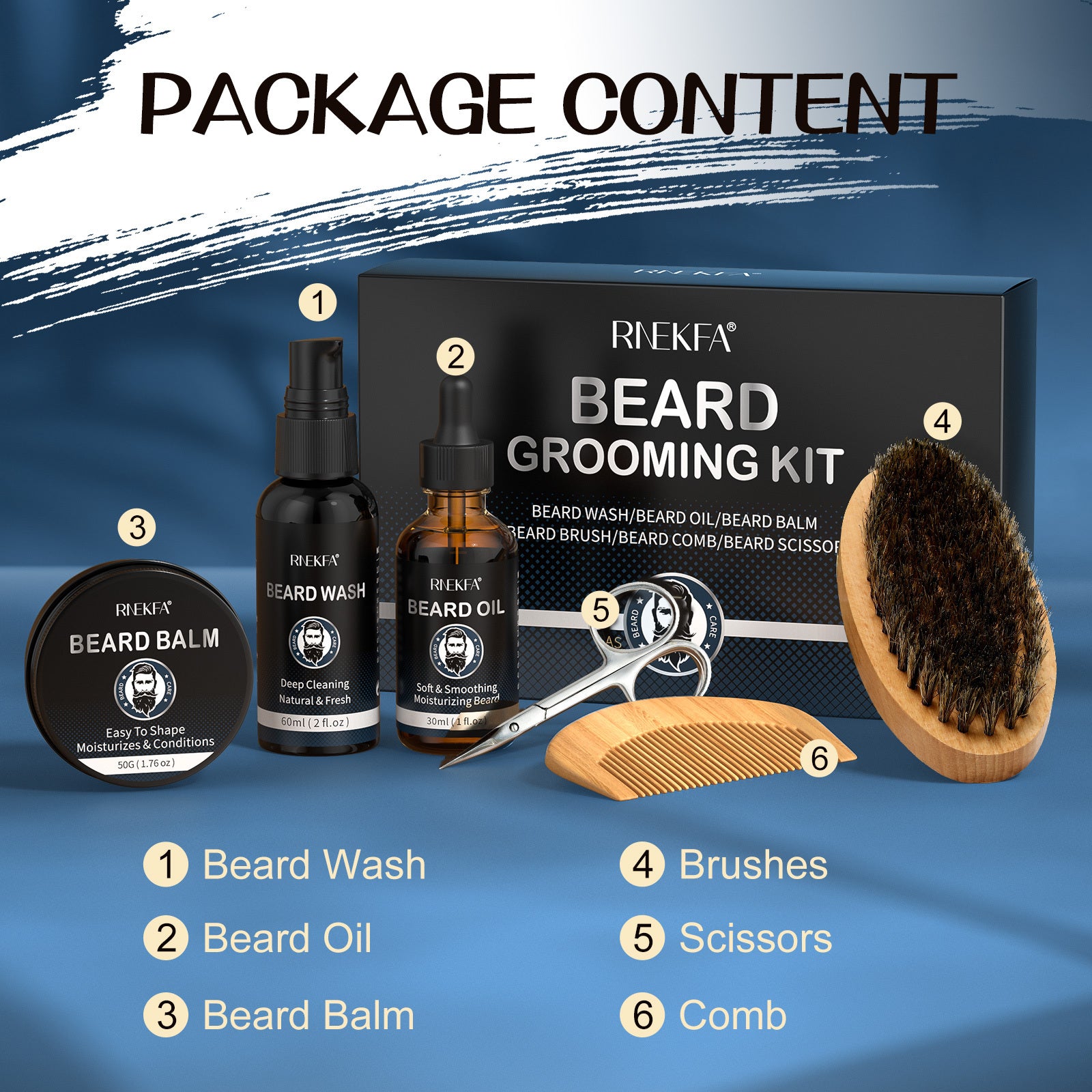 Men's Beard Grooming Kit For Men, Beard Oil, Beard Balm,