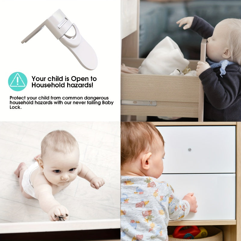 5pcs Child Safety Locks, For Cabinets And Drawers, Toilet, Fridge & More Easy Installation, No Drilling Required - Baby Proofing Cabinet Kitchen System With Strong Adhesive Tape, Baby Safety Locks Christmas, Halloween, Thanks