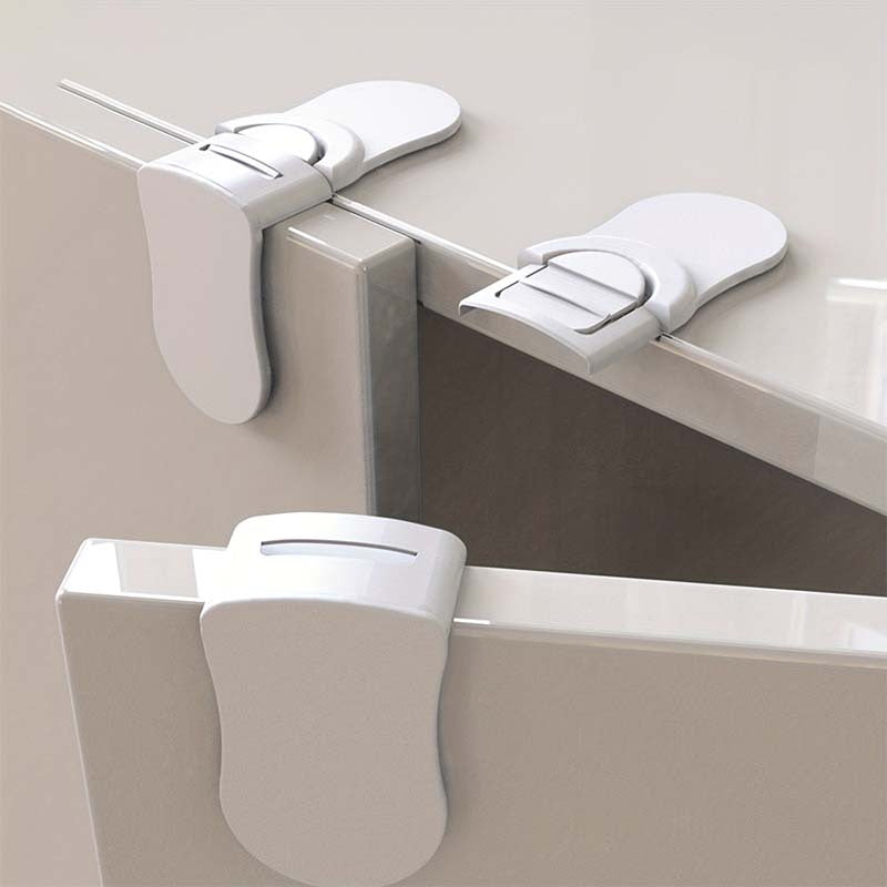 5pcs Child Safety Locks, For Cabinets And Drawers, Toilet, Fridge & More Easy Installation, No Drilling Required - Baby Proofing Cabinet Kitchen System With Strong Adhesive Tape, Baby Safety Locks Christmas, Halloween, Thanks