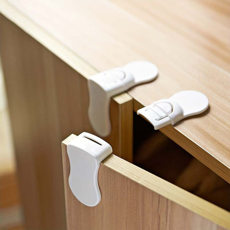 5pcs Child Safety Locks, For Cabinets And Drawers, Toilet, Fridge & More Easy Installation, No Drilling Required - Baby Proofing Cabinet Kitchen System With Strong Adhesive Tape, Baby Safety Locks Christmas, Halloween, Thanks