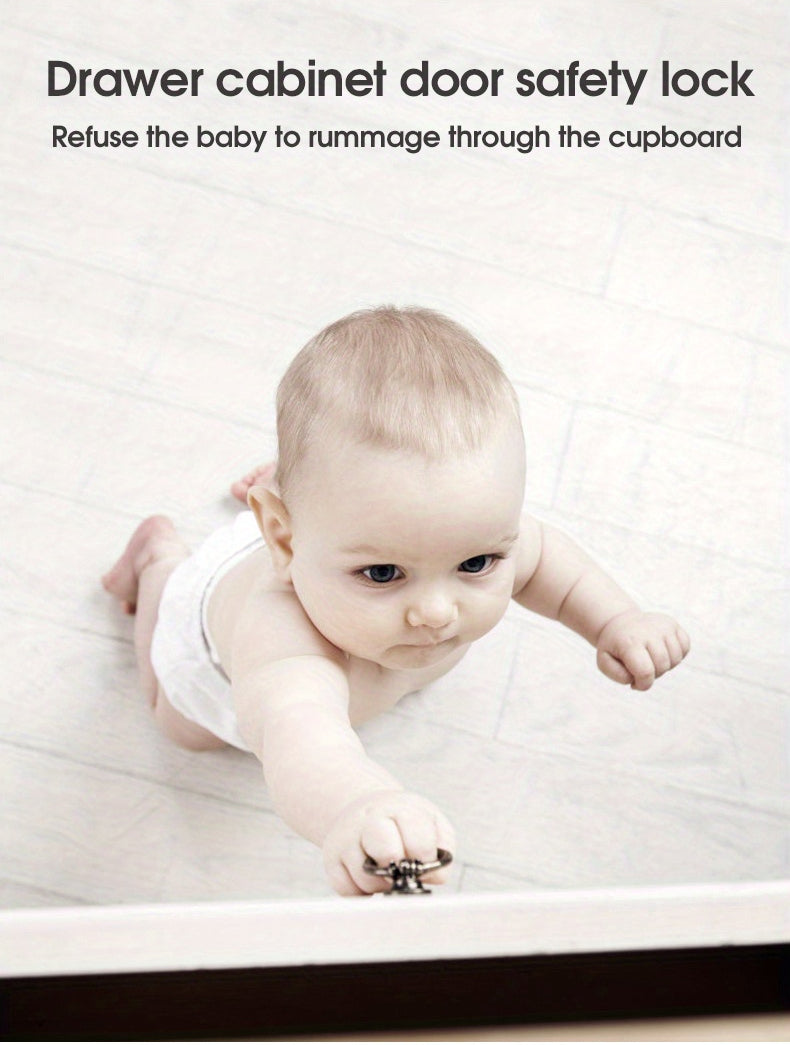 5pcs Child Safety Locks, For Cabinets And Drawers, Toilet, Fridge & More Easy Installation, No Drilling Required - Baby Proofing Cabinet Kitchen System With Strong Adhesive Tape, Baby Safety Locks Christmas, Halloween, Thanks