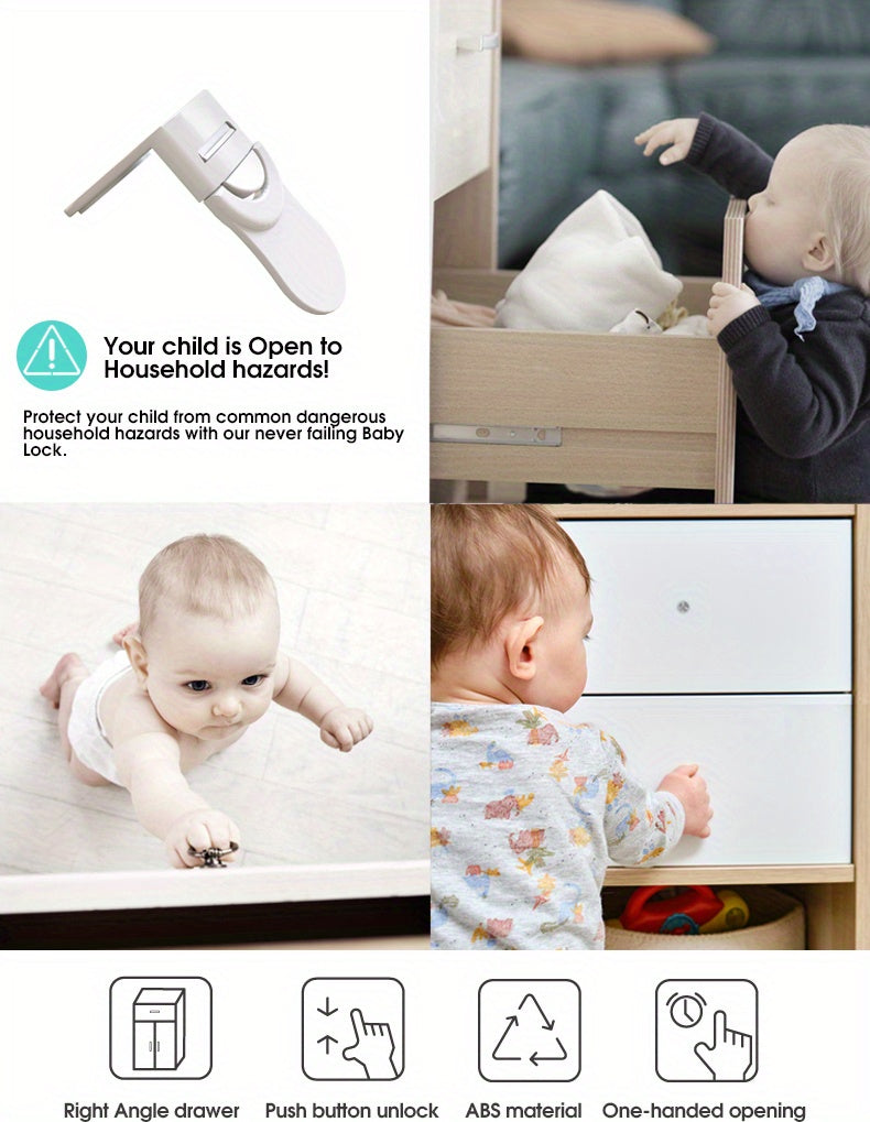 5pcs Child Safety Locks, For Cabinets And Drawers, Toilet, Fridge & More Easy Installation, No Drilling Required - Baby Proofing Cabinet Kitchen System With Strong Adhesive Tape, Baby Safety Locks Christmas, Halloween, Thanks