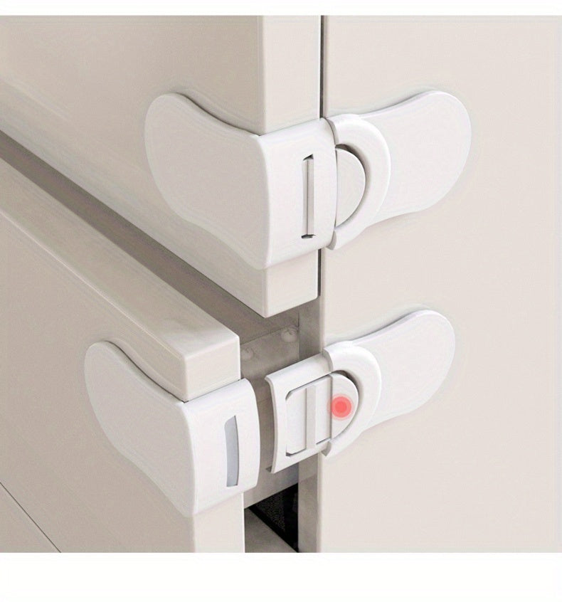 5pcs Child Safety Locks, For Cabinets And Drawers, Toilet, Fridge & More Easy Installation, No Drilling Required - Baby Proofing Cabinet Kitchen System With Strong Adhesive Tape, Baby Safety Locks Christmas, Halloween, Thanks