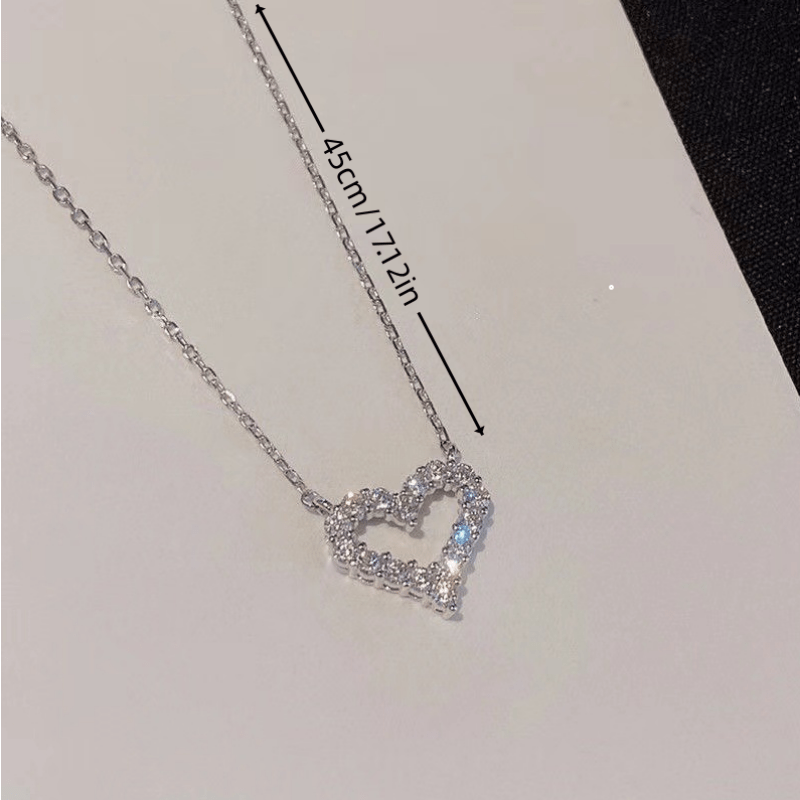 1pc Sparkling Faux Diamond Heart Pendant Necklace For Men And Women - Perfect Gift For Your Daughter's Birthday Party!
