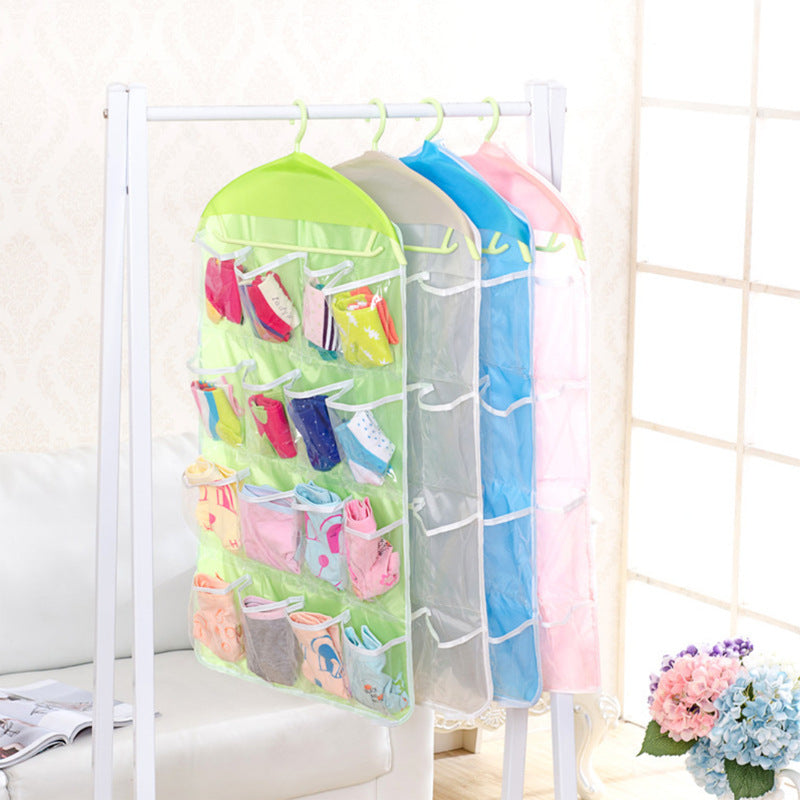 1pc 16 Grid Clothing, Socks, Underwear Storage, Hanging Bag, Wardrobe, Small Items Storage, Wall Door, Back Pocket Sorting And Organizing Bag Easter Gift