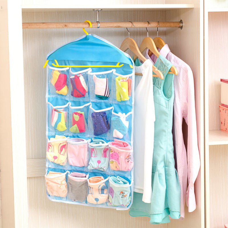 1pc 16 Grid Clothing, Socks, Underwear Storage, Hanging Bag, Wardrobe, Small Items Storage, Wall Door, Back Pocket Sorting And Organizing Bag Easter Gift