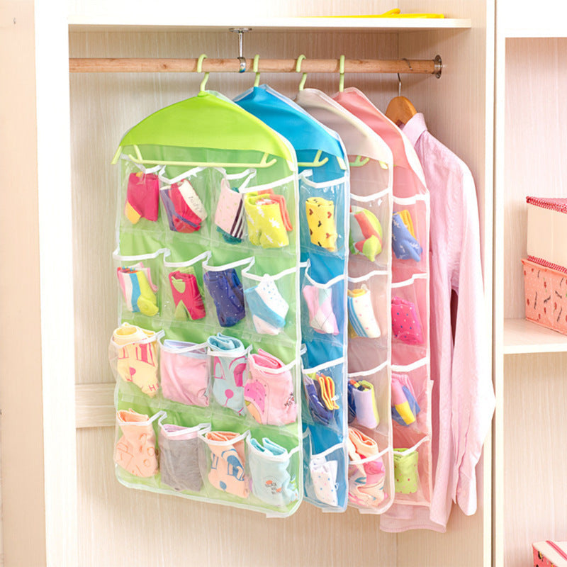 1pc 16 Grid Clothing, Socks, Underwear Storage, Hanging Bag, Wardrobe, Small Items Storage, Wall Door, Back Pocket Sorting And Organizing Bag Easter Gift
