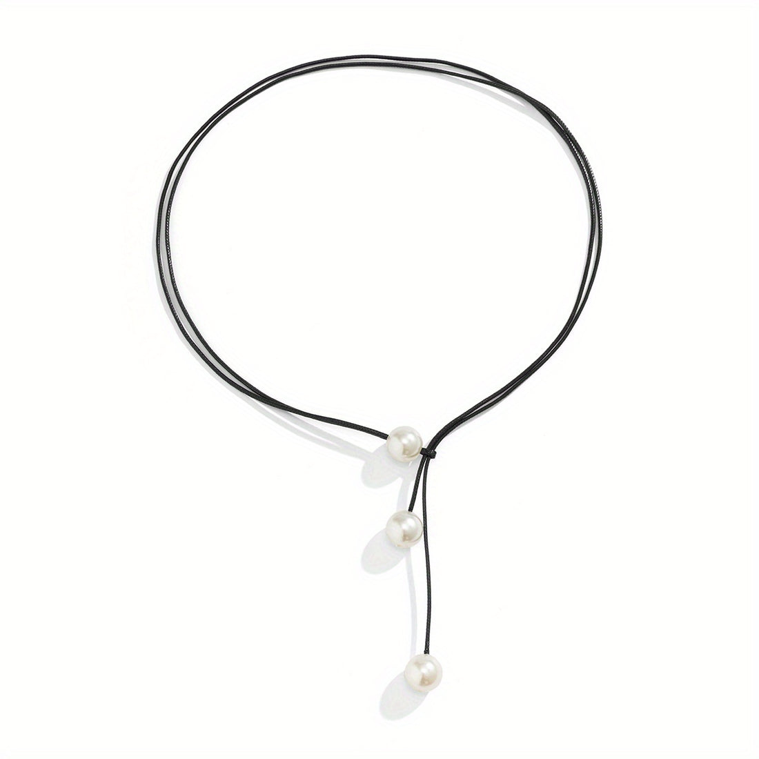 Stylish Leather Imitation Pearl Necklace Cute Artificial Pearl Choker Necklace For Women