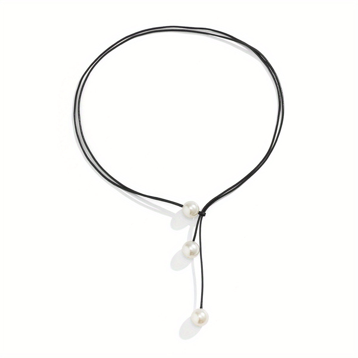 Stylish Leather Imitation Pearl Necklace Cute Artificial Pearl Choker Necklace For Women
