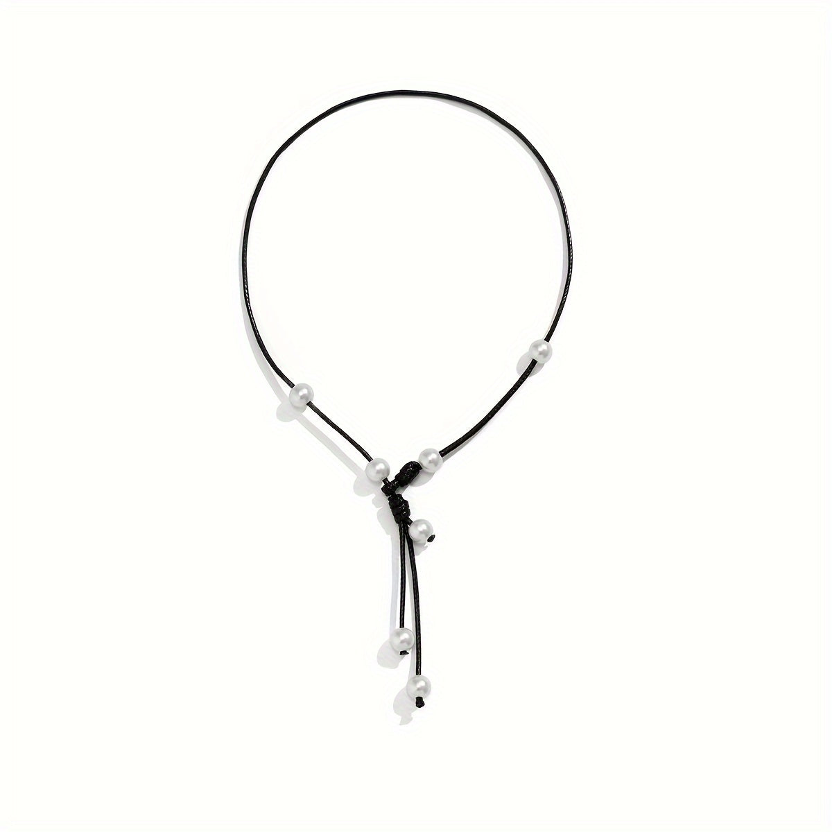 Stylish Leather Imitation Pearl Necklace Cute Artificial Pearl Choker Necklace For Women